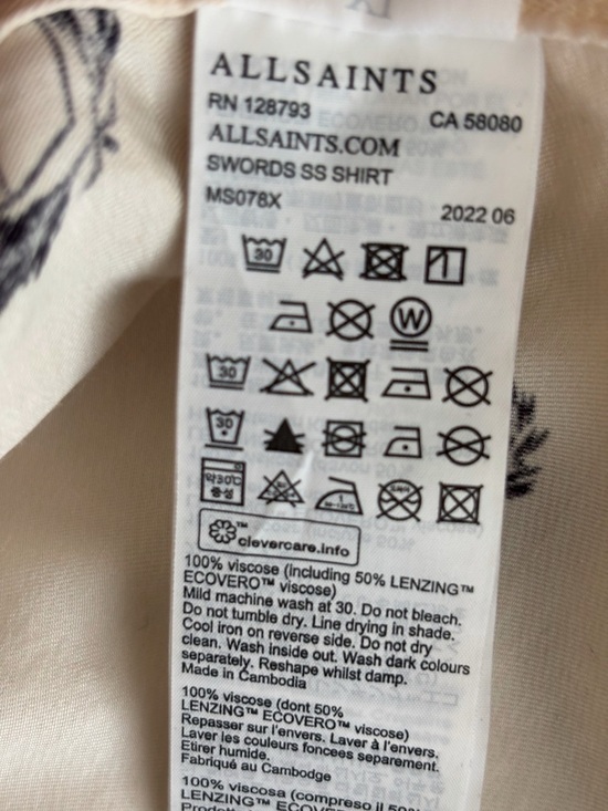 ALLSAINTS Relaxed Fit Swords Short Sleeve Shirt Men's XL - Picture 6 of 7